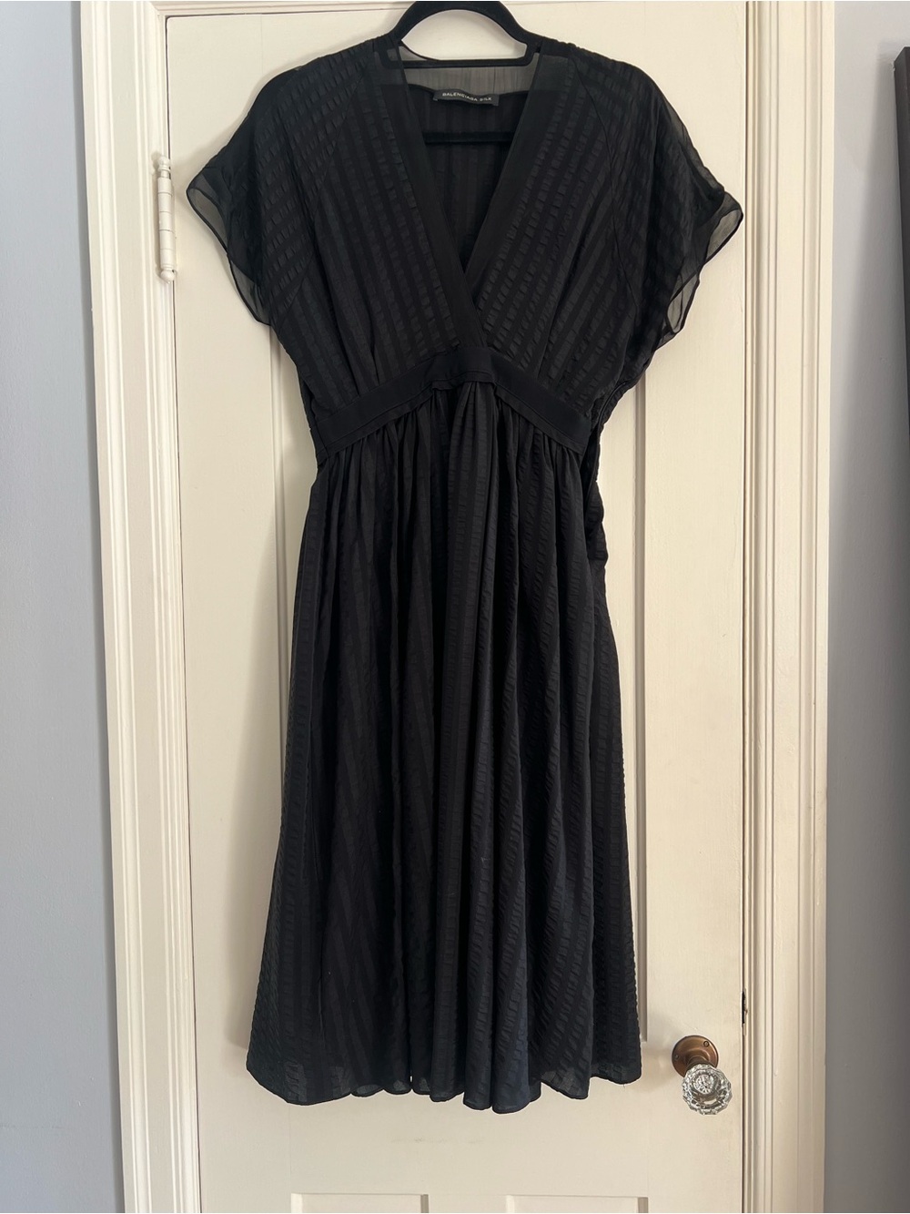 Balenciaga Black V-Neck Midi Dress